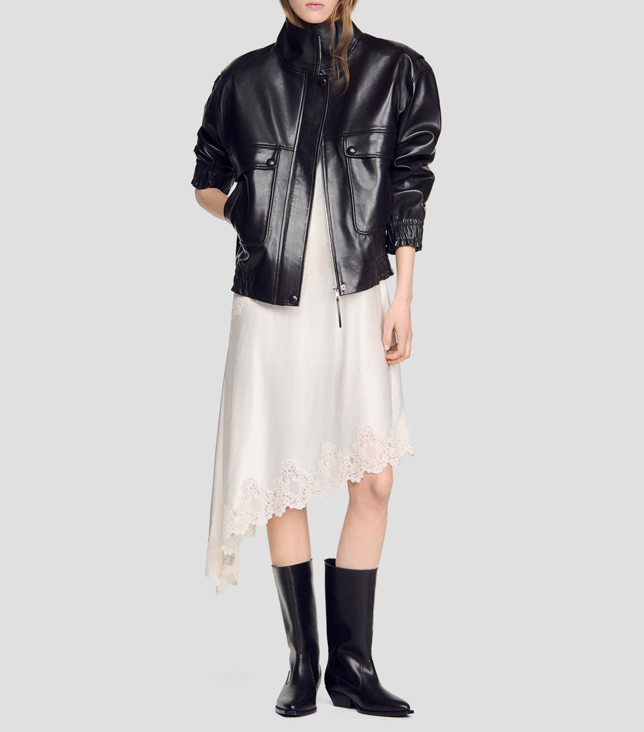 Chamarra bomber en piel Mujer